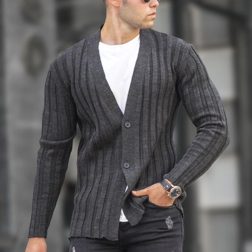 Cardigan Pit Strip Maglione Casual Slim Lavorato a Maglia