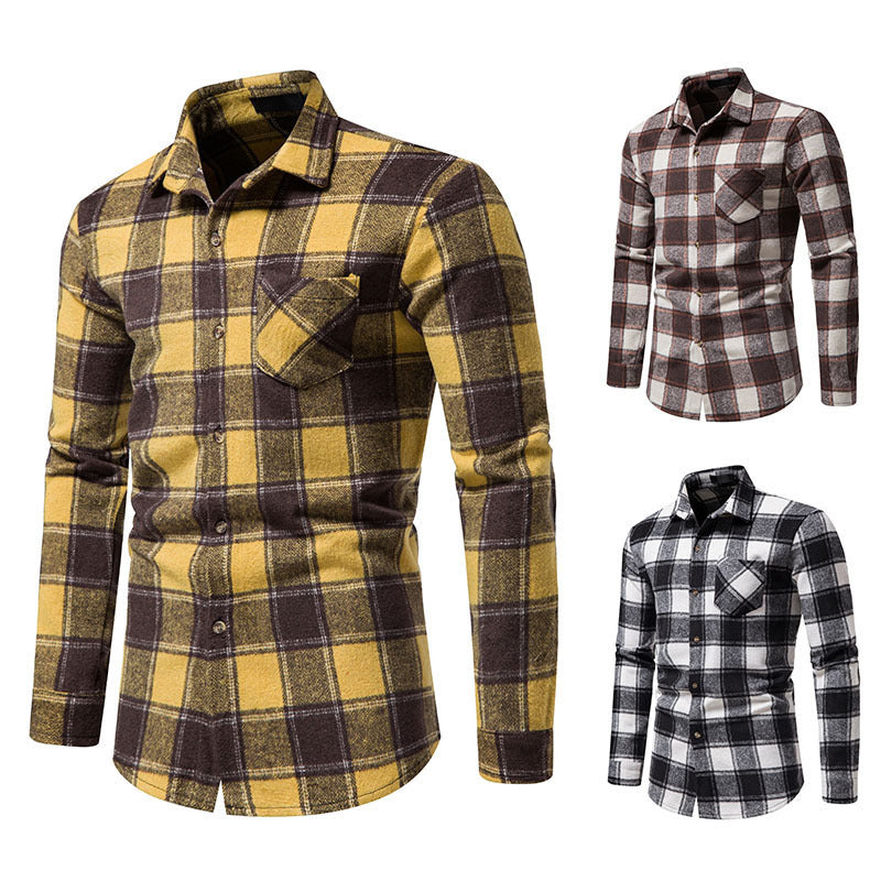 Thick Warm Woolen Flannel Casual Shirt men