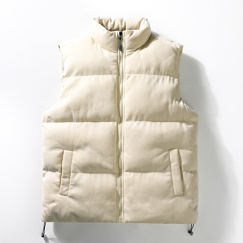 Semplice gilet imbottito in cotone con collo alto per uomo