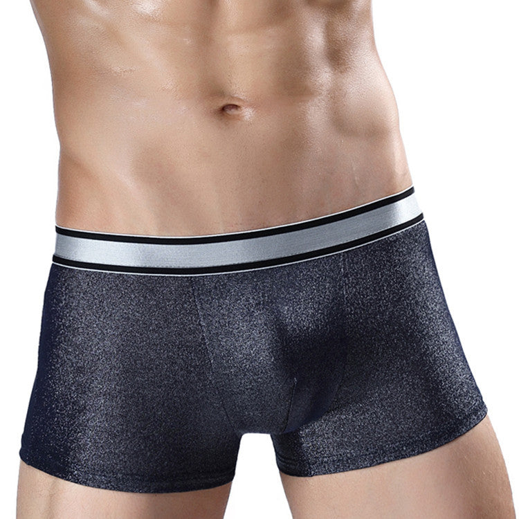 Men's Hot Silver Ice Silk Boxer Briefs