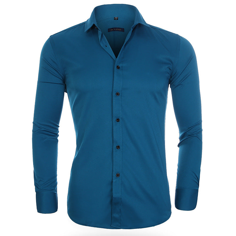 No Ironing High Elastic Men's Long Sleeve Shirt