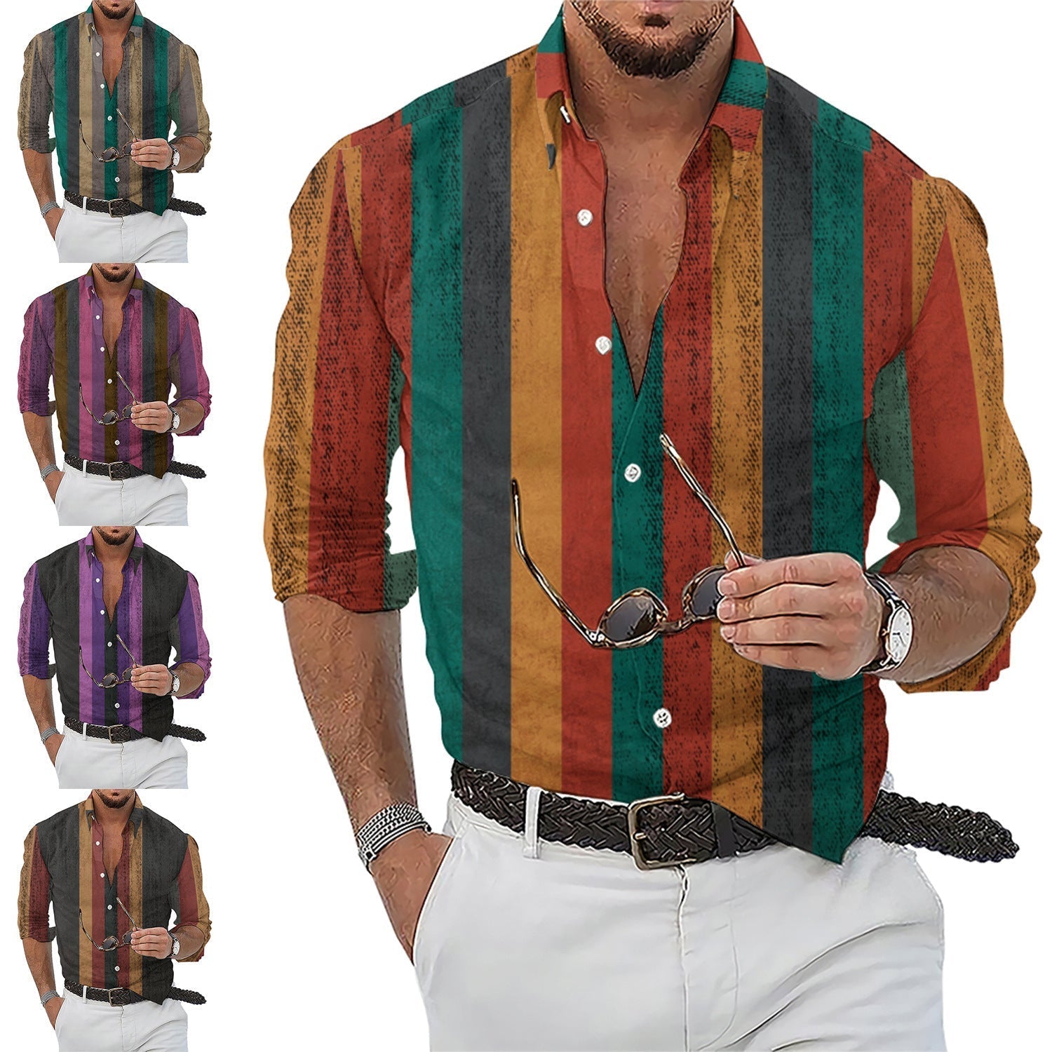 Men's Long Sleeve Striped Shirt