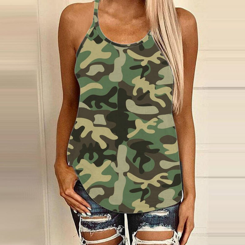 Sunflower Print Cutout Back Camisole Top Women