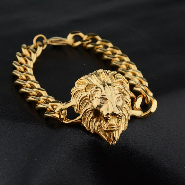 Hip-hop Personality lion head bracelet men