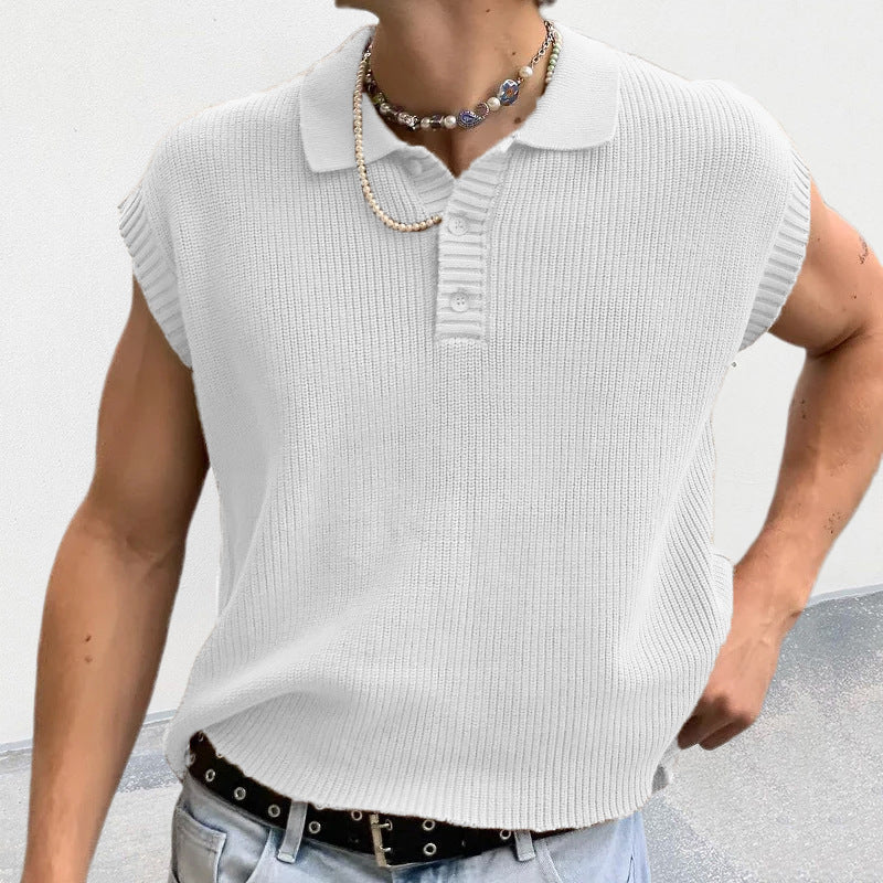 Men's Polo Lapel Short Sleeve Sweater