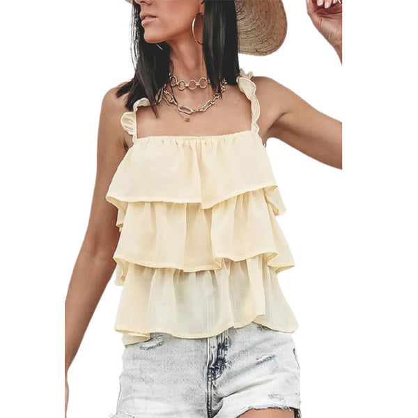 European And American Summer New Sling Ruffle Top Vest