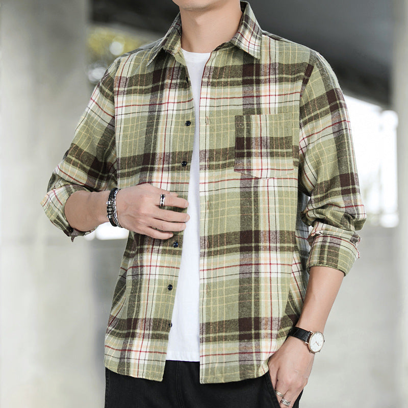 Plaid Shirt Men's Casual Fashion Trend Loose Jacket