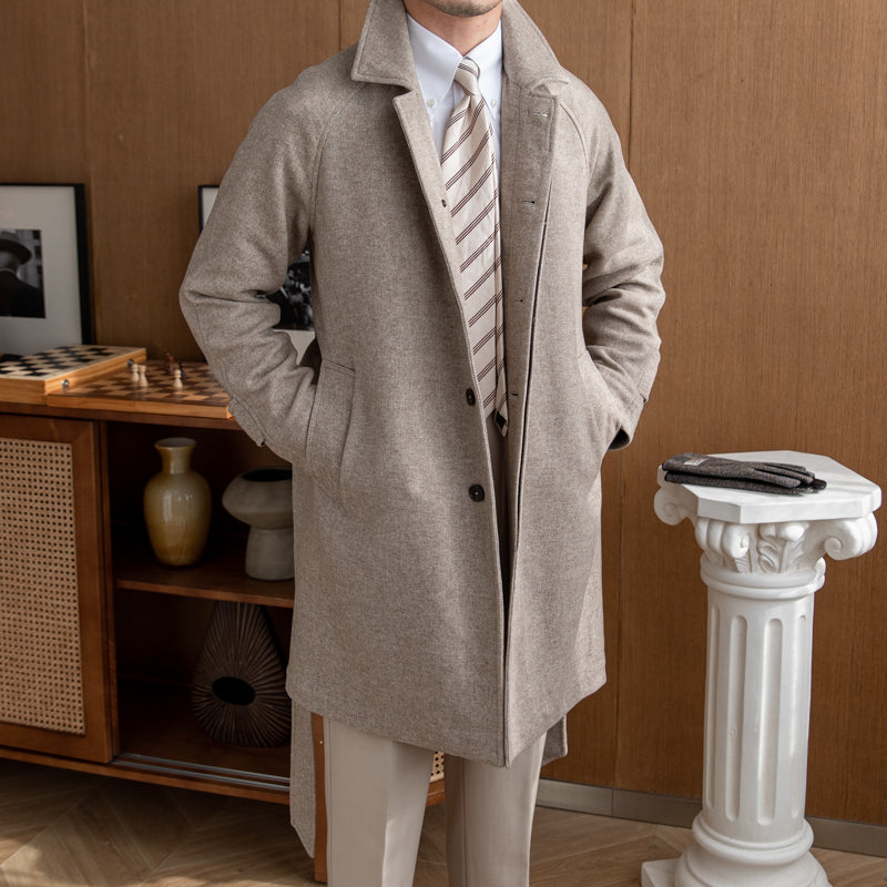 Royal Crescent Wool Blend Belted Raglan Coat