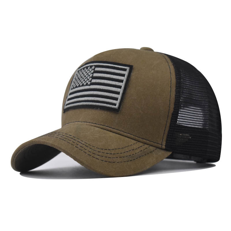 Men's Washed Distressed Breathable Embroidered Hat