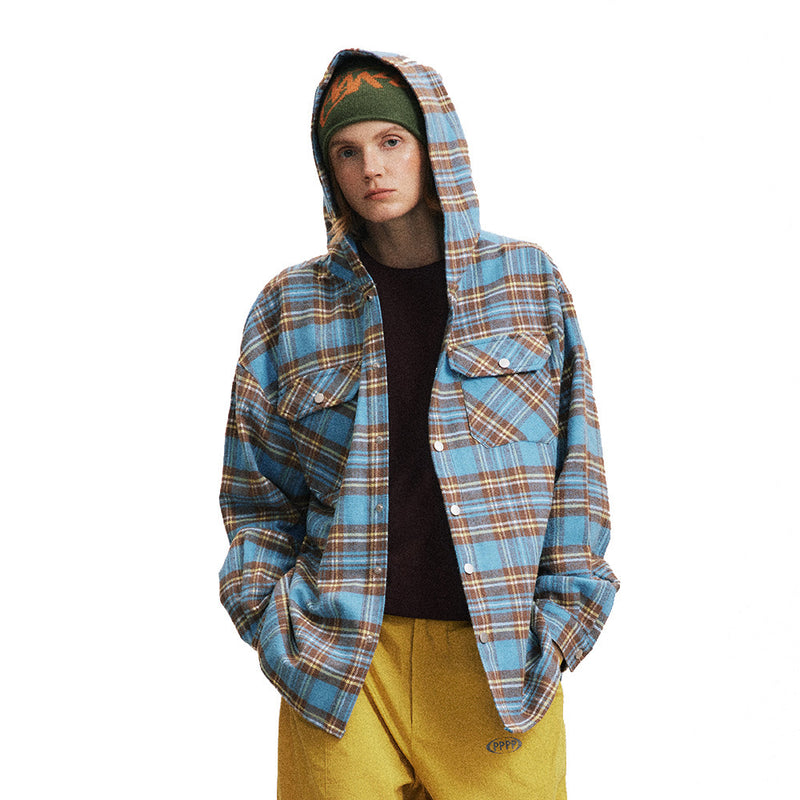 Plaid Hooded Loose Shirt