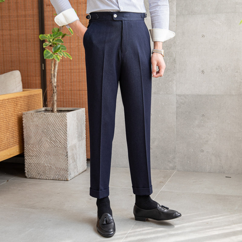 Dolce Elastic Straight Fit Pleated Trousers