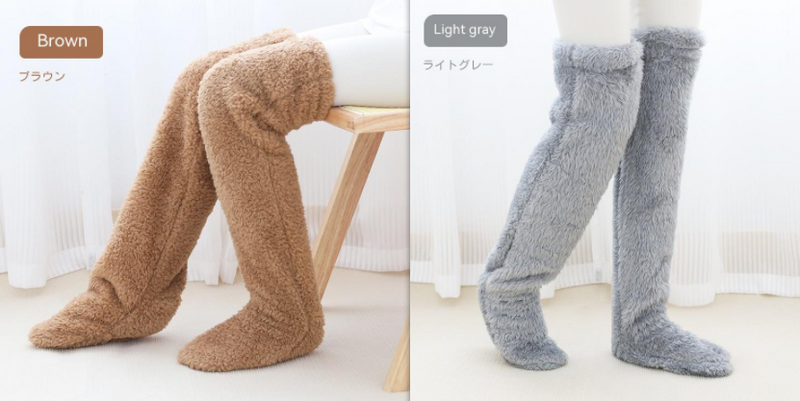 Over Knee High Fuzzy Long Socks Winter Warm Cold Leg Knee Joint Cold-proof Stockings