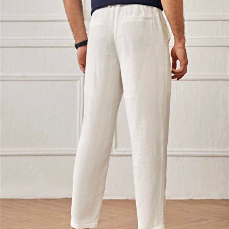 Men's Linen Thin Cropped Trousers