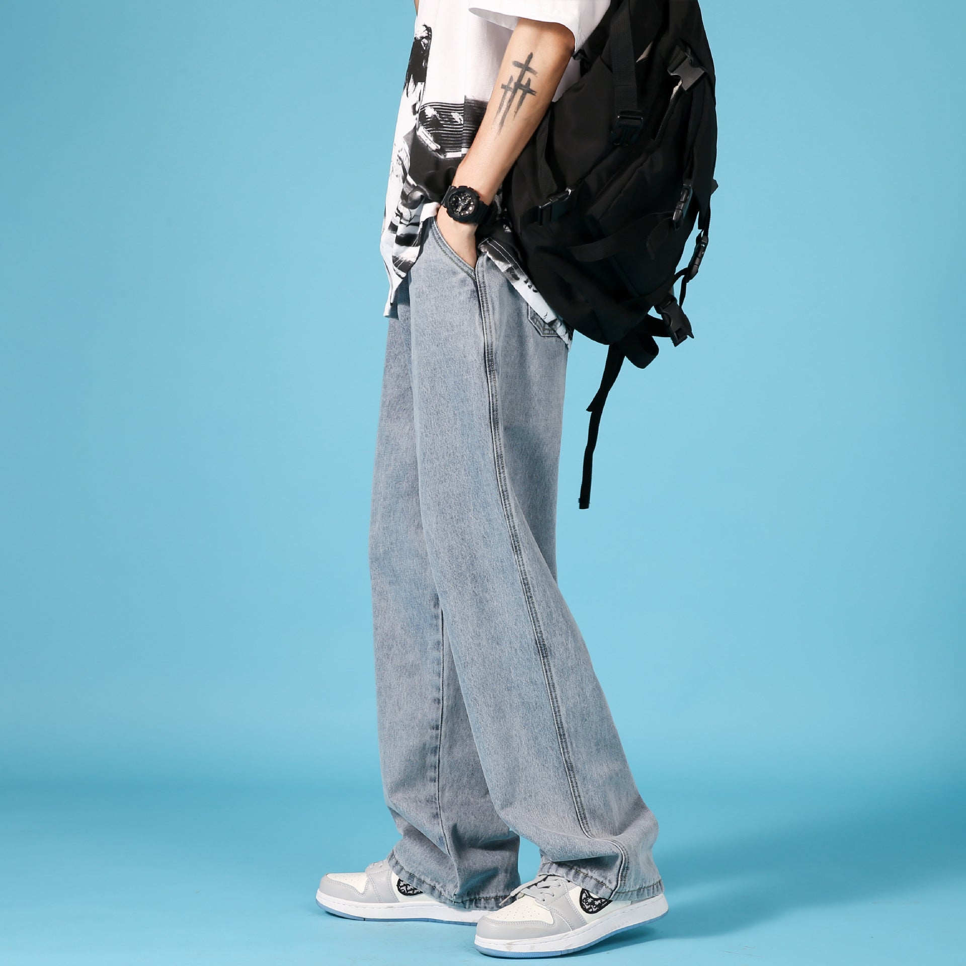 Summer Casual Trousers Hip Hop Cargo Denim Pants With Zipper