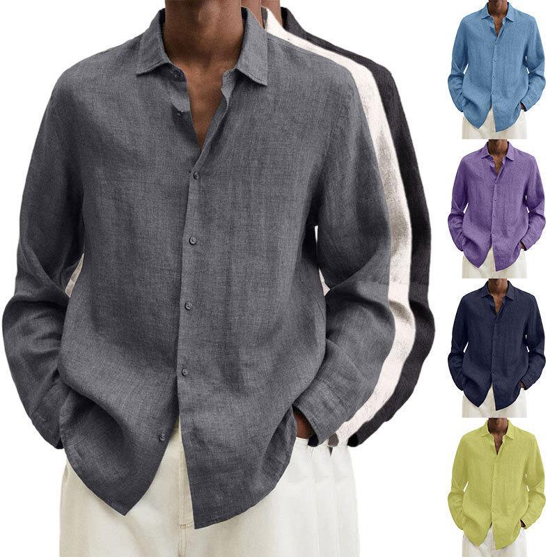 Long Sleeve Lapel Shirt Men's Loose Button Cardigan Shirt