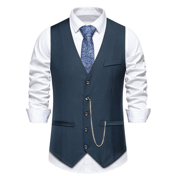 Solid Color Wedding Banquet V-neck Men's Suit Vest