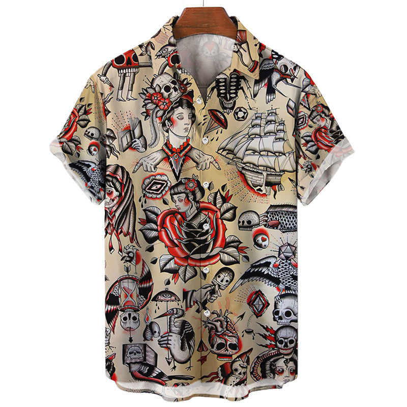 Men's Printing Hawaii Short Sleeve Polo Collar shirt