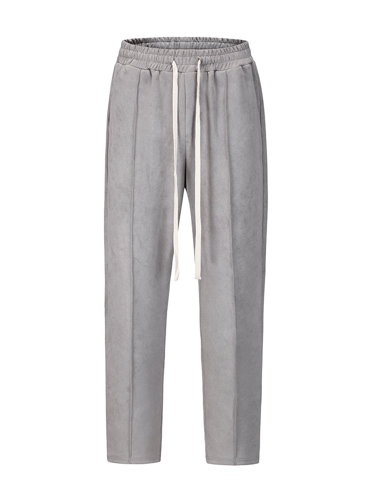 Suede Frosted Straight Loose Drawstring Sweatpants