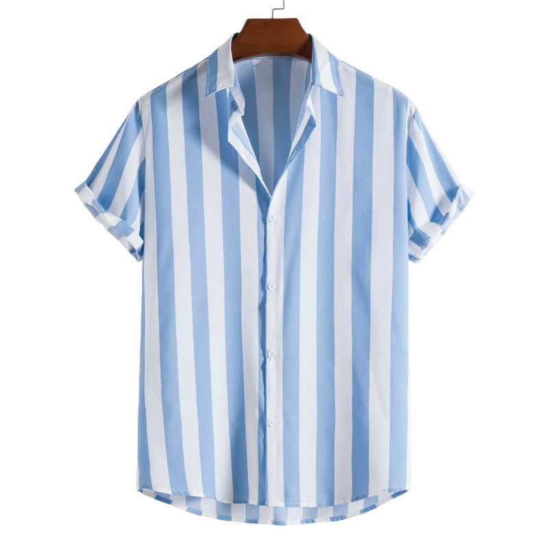 Summer Men's Striped Short-sleeved Shirt