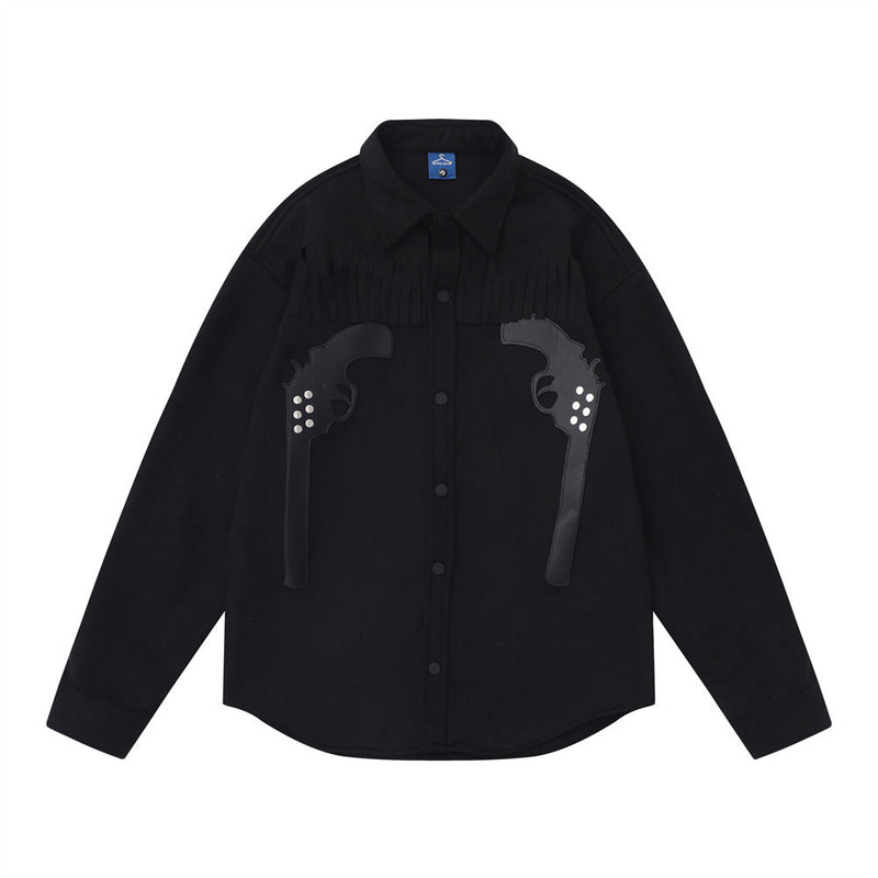 Pistol Embroidery Patch Long Sleeves Shirt Coat