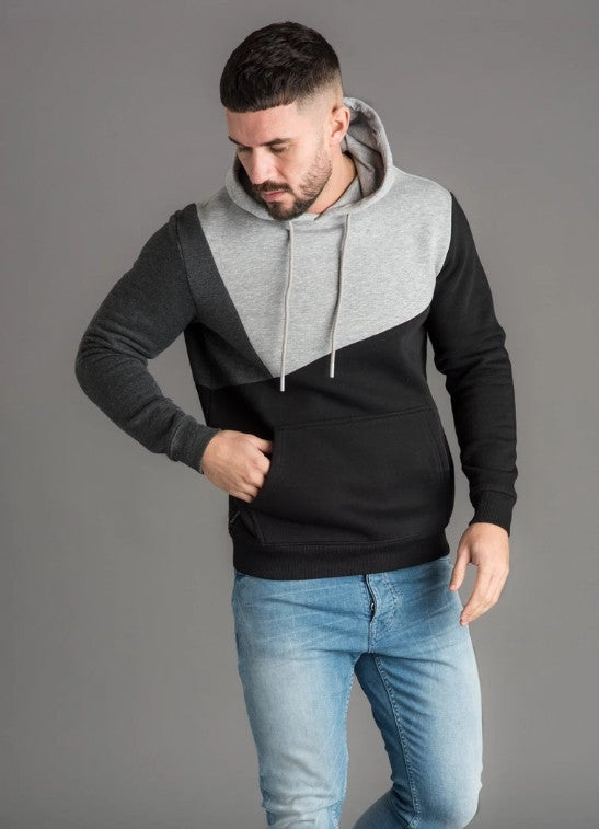 Stitching Contrast Color Casual Hoodie