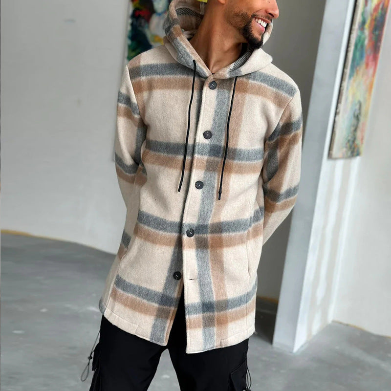 Men's Hooded Plaid Casual jacket