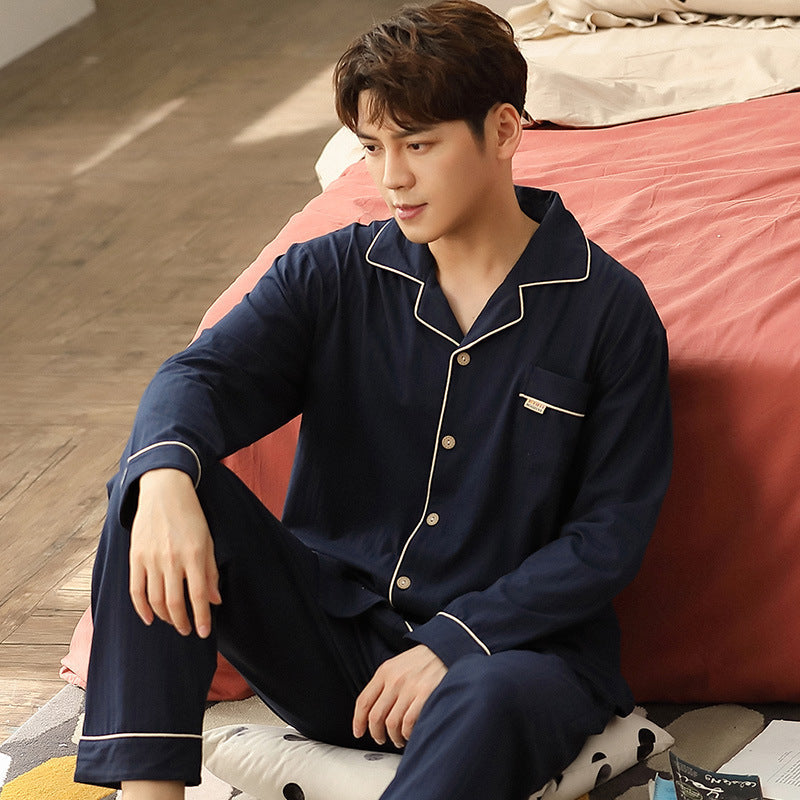 Simple Cotton Long-Sleeved Men's Homewear pajama