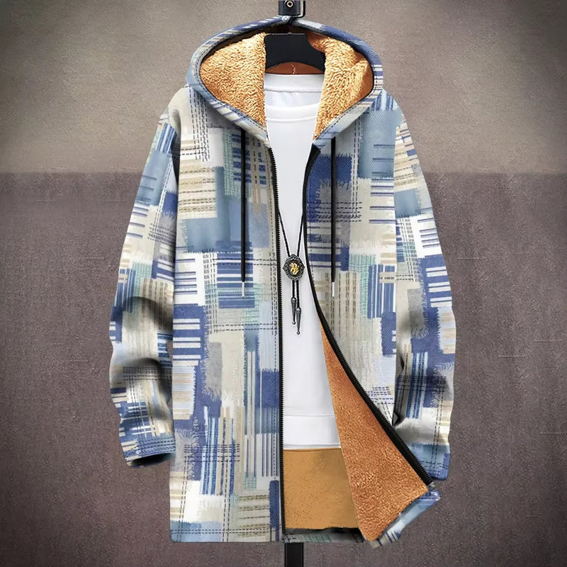 Digital Printed Cardigan Men's Mid-length Trench Coat