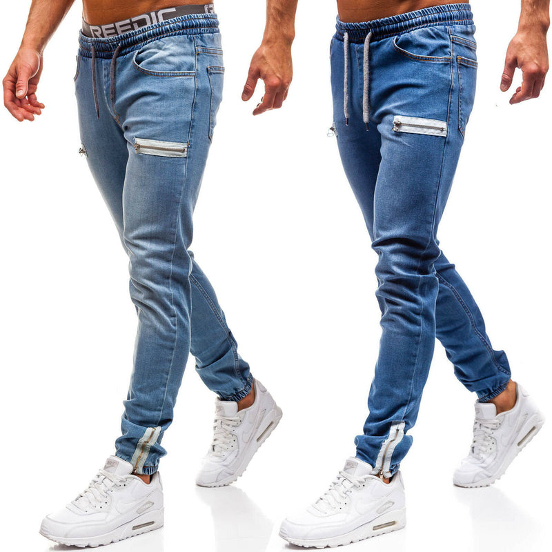 European and American men's denim sports jeans