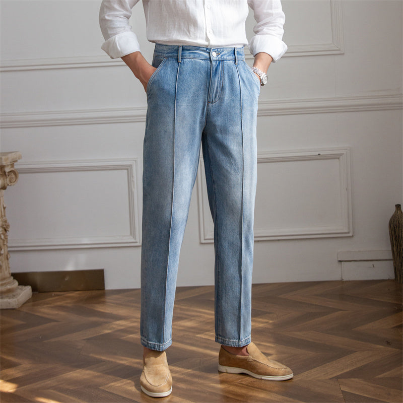 Pantalones de salón de pierna recta de mezclilla vintage transpirables finos