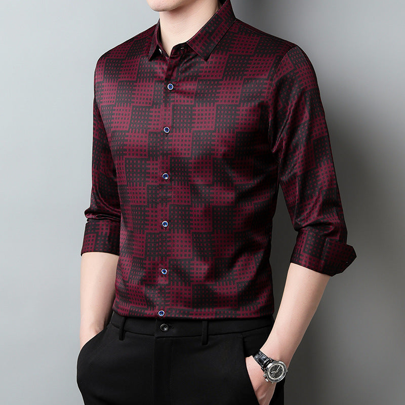 Plaid Lapel Long Shirt