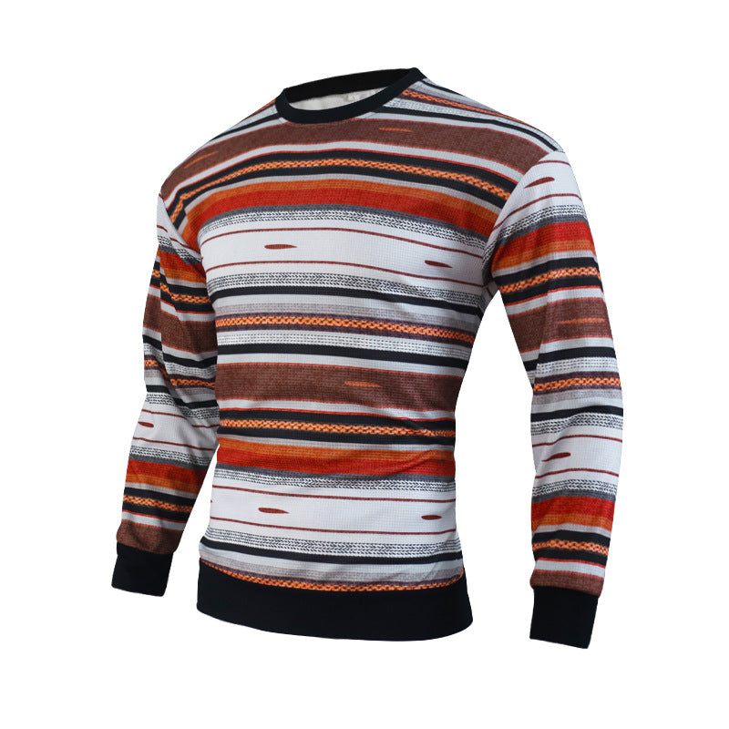 Men's Waffle Stripe Versatile Casual Bottomed Sweater