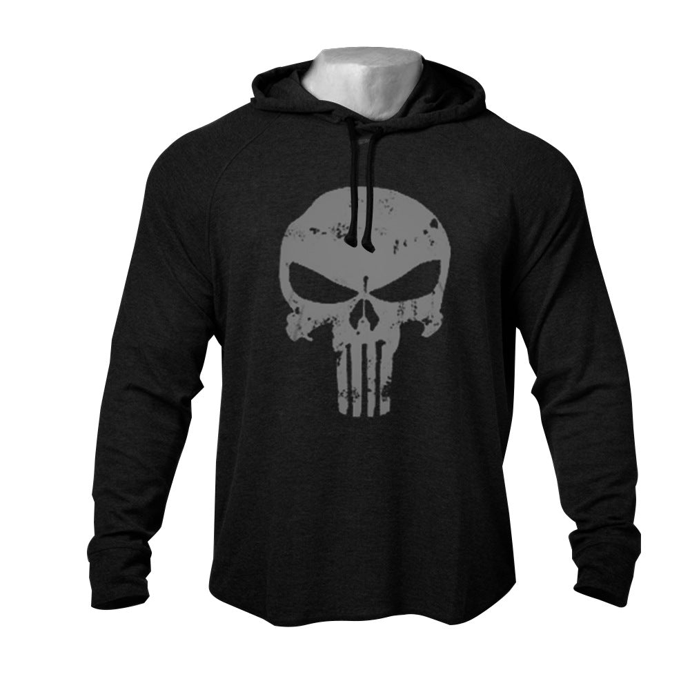 Skull Print Long-sleeved Hoodie for gym