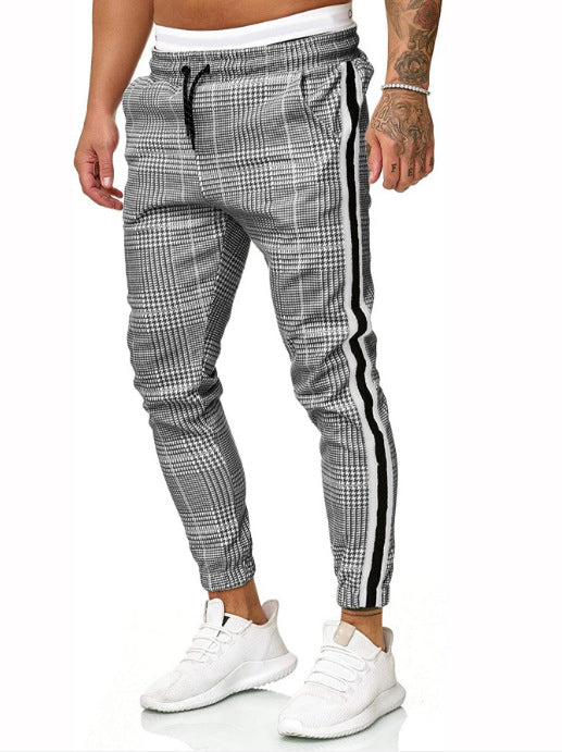 Autumn Casual Pants Men's Plaid Striped Trousers