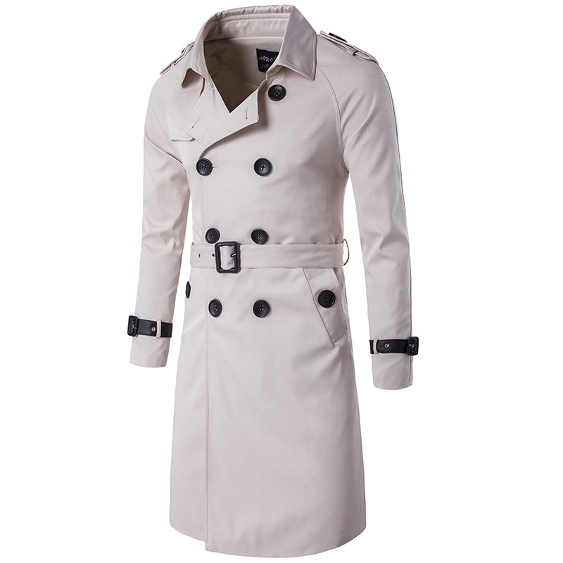 Double Breasted Lapel Windbreaker trench coat men