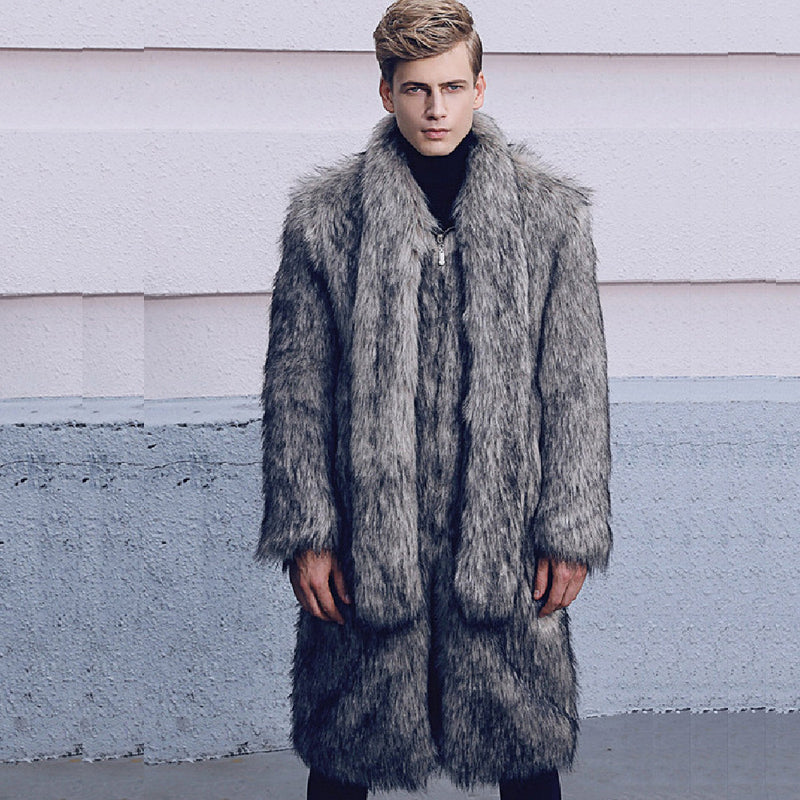 Men's Casual fur Coat With Lapel