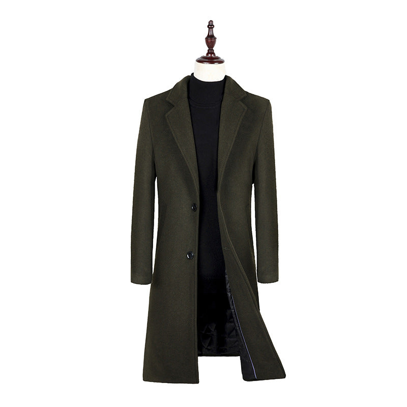 slim-fit wool trench coat