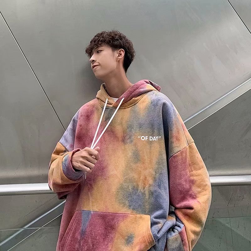 Oversized Gradient Sweater Men's Plus Fleece Hoodie