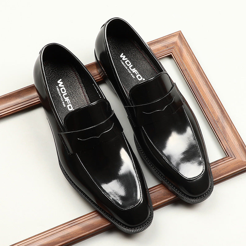 Men's Square-toe Patent Leather Business Formal Shoes