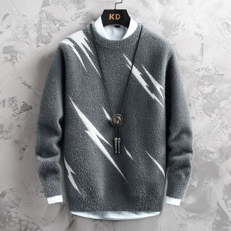 Jacquard Crew Neck Sweater Men's