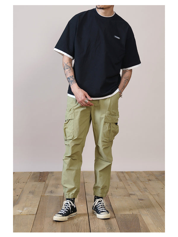 Autumn Multi-bag Tooling Casual Cropped Trousers Men