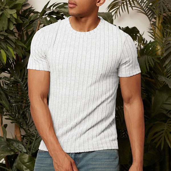 Round Neck Solid Color Striped t-shirt