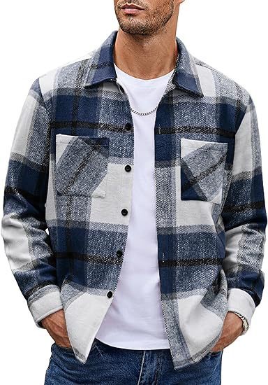 Men's High-end Thermal Plaid Padded Shirt Coat