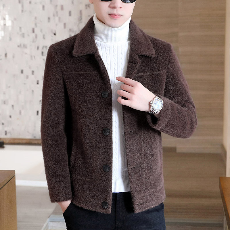 Thickened Men's Woolen coat Trend Mink Woolen Jacket