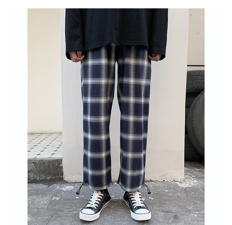 Check beam casual pants