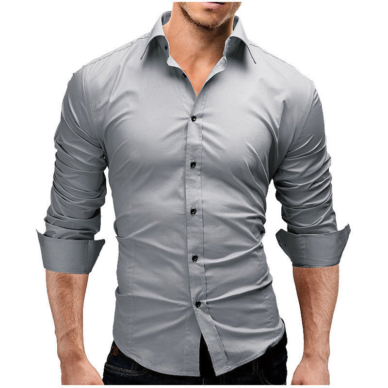 Men's Slim-fit Long-sleeved Simple Formal Shirt