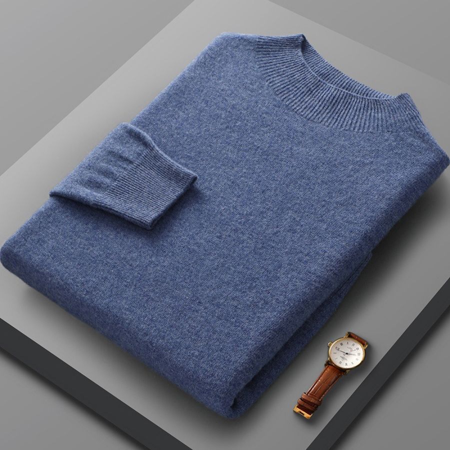 Maglione casual da uomo a collo alto caldo in cashmere di colore puro