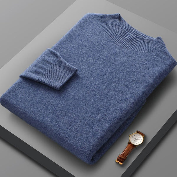 Men's Casual Half Turtleneck Warm Pure Color Cashmere Sweater