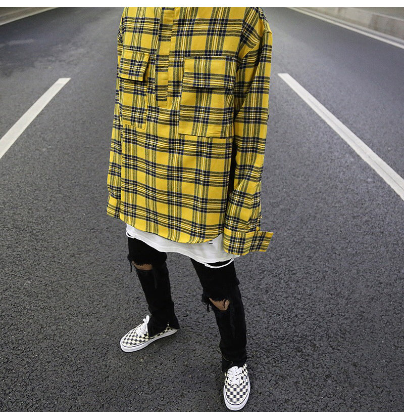 Loose versatile checks shirt