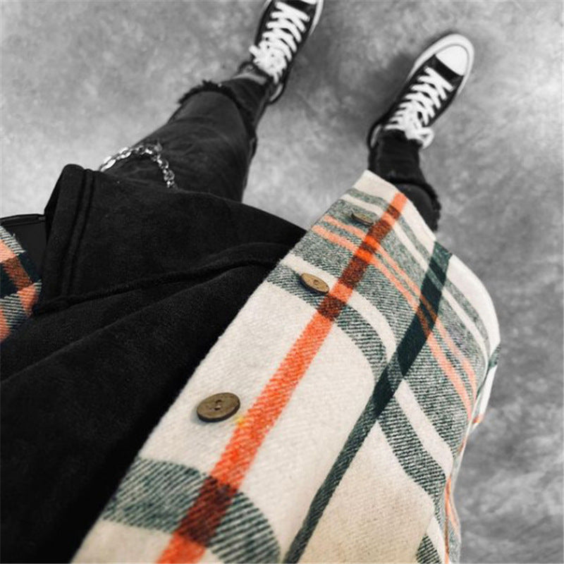 Thick Shirt Long-sleeved Check Color Short jacket